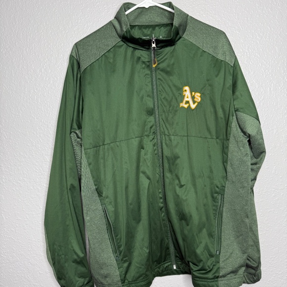 Antigua Large Green A's Athletics Zipper Jacket -cp - Picture 2 of 7